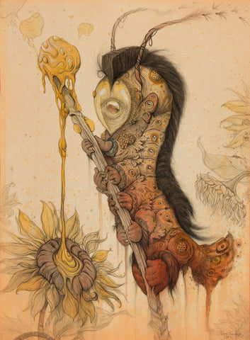 Vorja Sánchez - 'Caterpillar' - graphite, watercolour, gouache and watercolour graphite on 356 gsm natural cotton paper