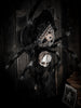 Agatha Black - 'Oracle' - mohair fabric, polymer clay, wire, seed bags, glass eye, human hair, glue, wooden display base