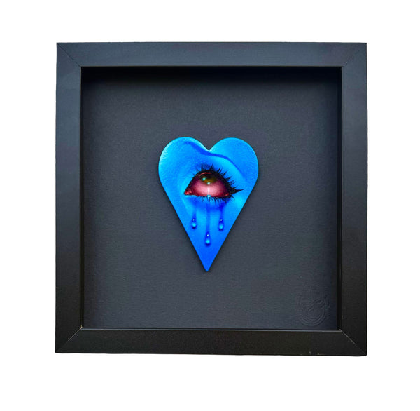 Amber Carr - 'Blue Eye' - acrylic on wood in shadow box