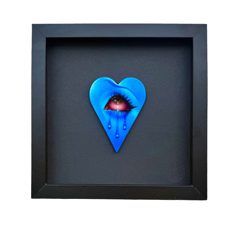 Amber Carr - 'Blue Eye' - acrylic on wood in shadow box