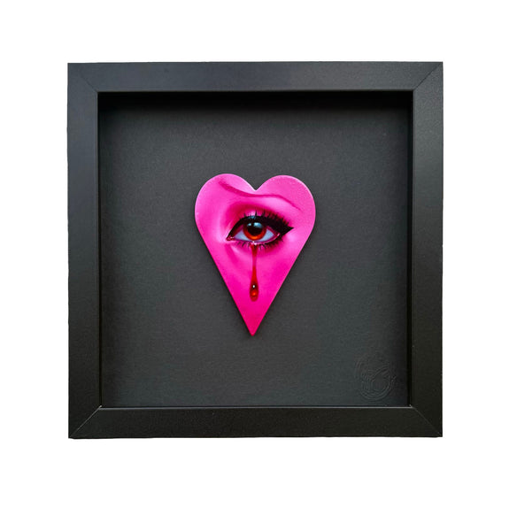 Amber Carr - 'Pink Eye' - acrylic on wood in shadow box