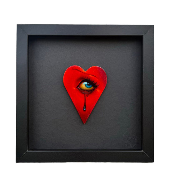Amber Carr - 'Red Eye' - acrylic on wood in shadow box
