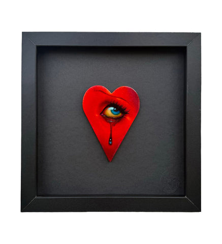 Amber Carr - 'Red Eye' - acrylic on wood in shadow box