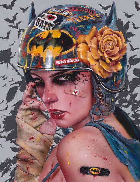 Brian M. Viveros - 'Batgirl' - oil & acrylic on wood panel