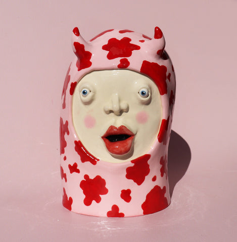 Ginklet - "Connie The Cowgirl" - ceramic clay and underglaze