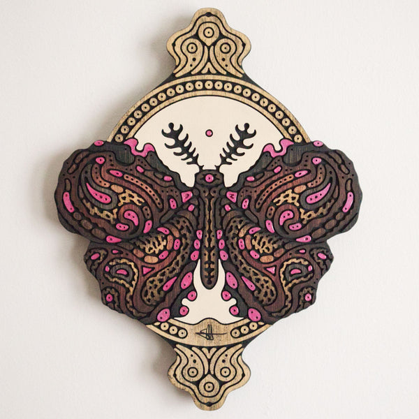 Salvador Morales - 'Charm of the Third Eye' - wood stain, acrylic, coloured pencil and resin on wood