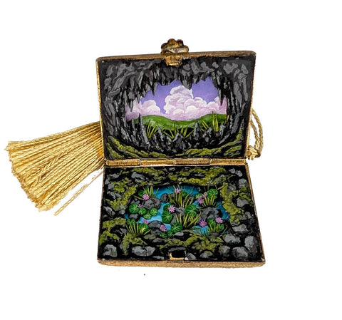 Shannon Taylor - 'Cave Pool' - hand-cut watercolour collage in antique locket