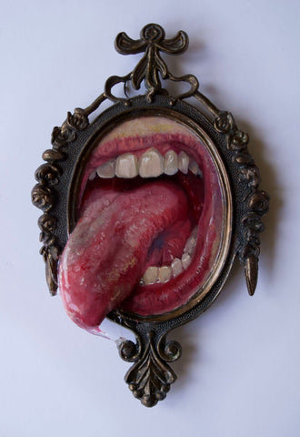 Tanya Gomelskaya - 'Tongue #20' - apoxie sculpt, resin & oil paint on panel