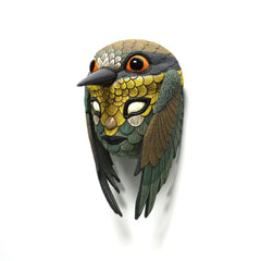 Calvin Ma - "Blend In Mask (European Bee-eater)" - ceramic, glaze