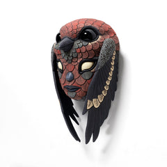 Calvin Ma - "Blend In Mask: Pine Grosbeak" - ceramic, glaze