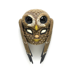 Calvin Ma - "Blend In: Spotted Owl" - ceramic, glaze