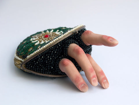 Gigi Gordes - "Argead Star" - polymer clay, pearls, glass beads, pastel, acrylic, 1920’s clutch