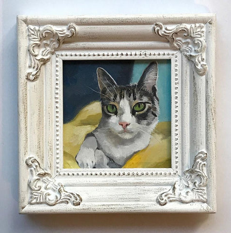 Jel Ena - "Zizi" - oil on Fabriano paper - 7.6 x 7.6cm (3"x3")