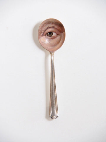 Robyn Rich - "An unknown man - inspired by a portrait by Frans Pourbus the younger" - oil in vintage spoon