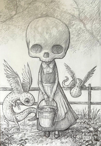 Thomas Ascott - "Feeding The Salamanders" - graphite on paper