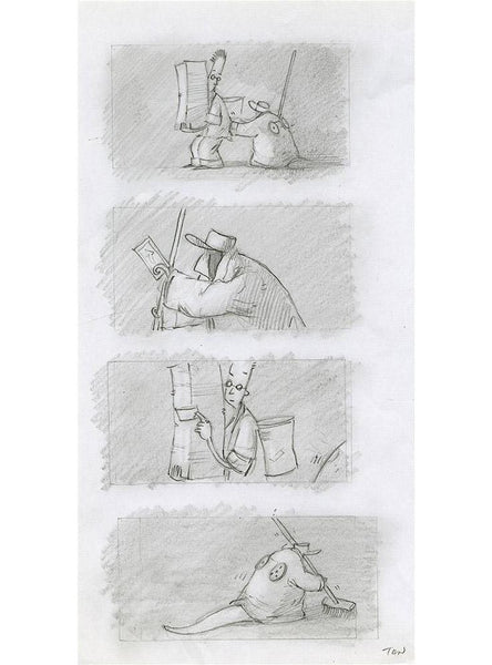 Shaun Tan - Lost Thing film storyboard - The Cleaner (2007) - pencil on paper