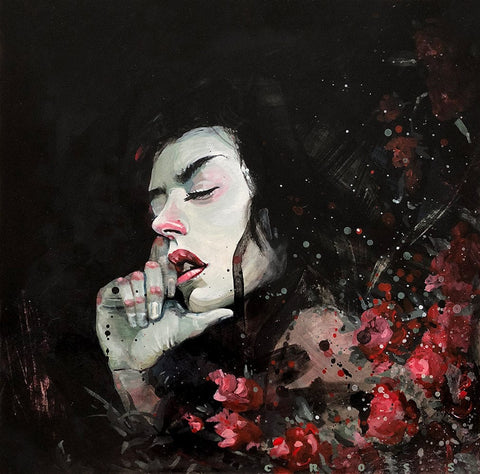 Steve Cross - 'Sleepless' - acrylic on board - 21 x 21 cm (8"x8")